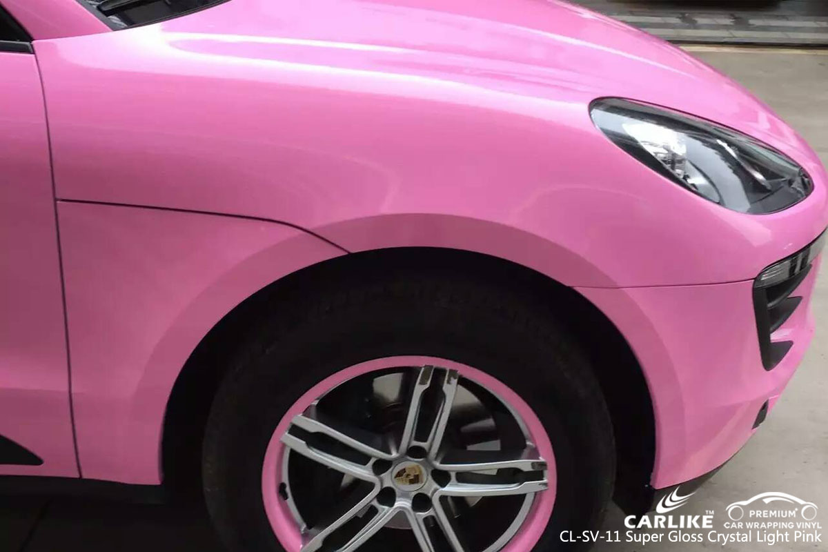 CARLIKE CL-SV-11 super gloss crystal light pink car wrap vinyl for Porsche
