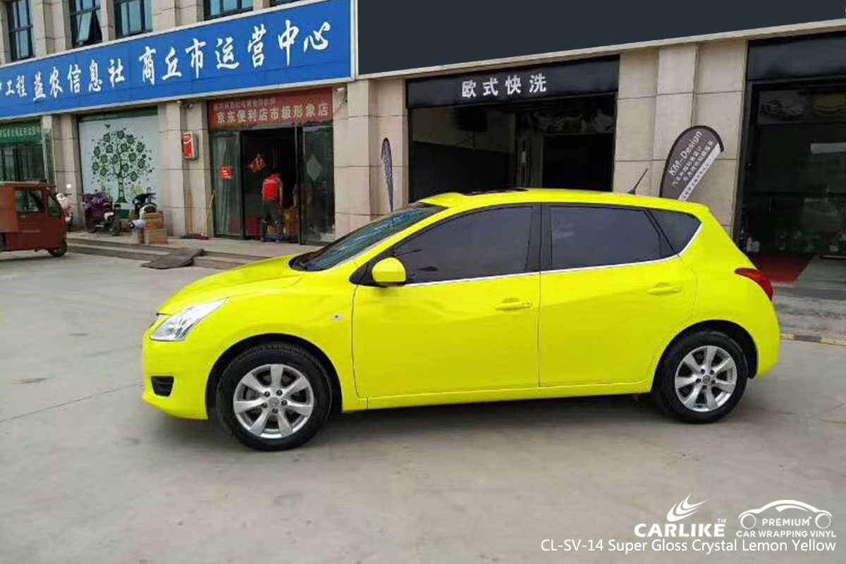 CARLIKE CL-SV-14 super gloss crystal lemon yellow car wrap vinyl for Nissan