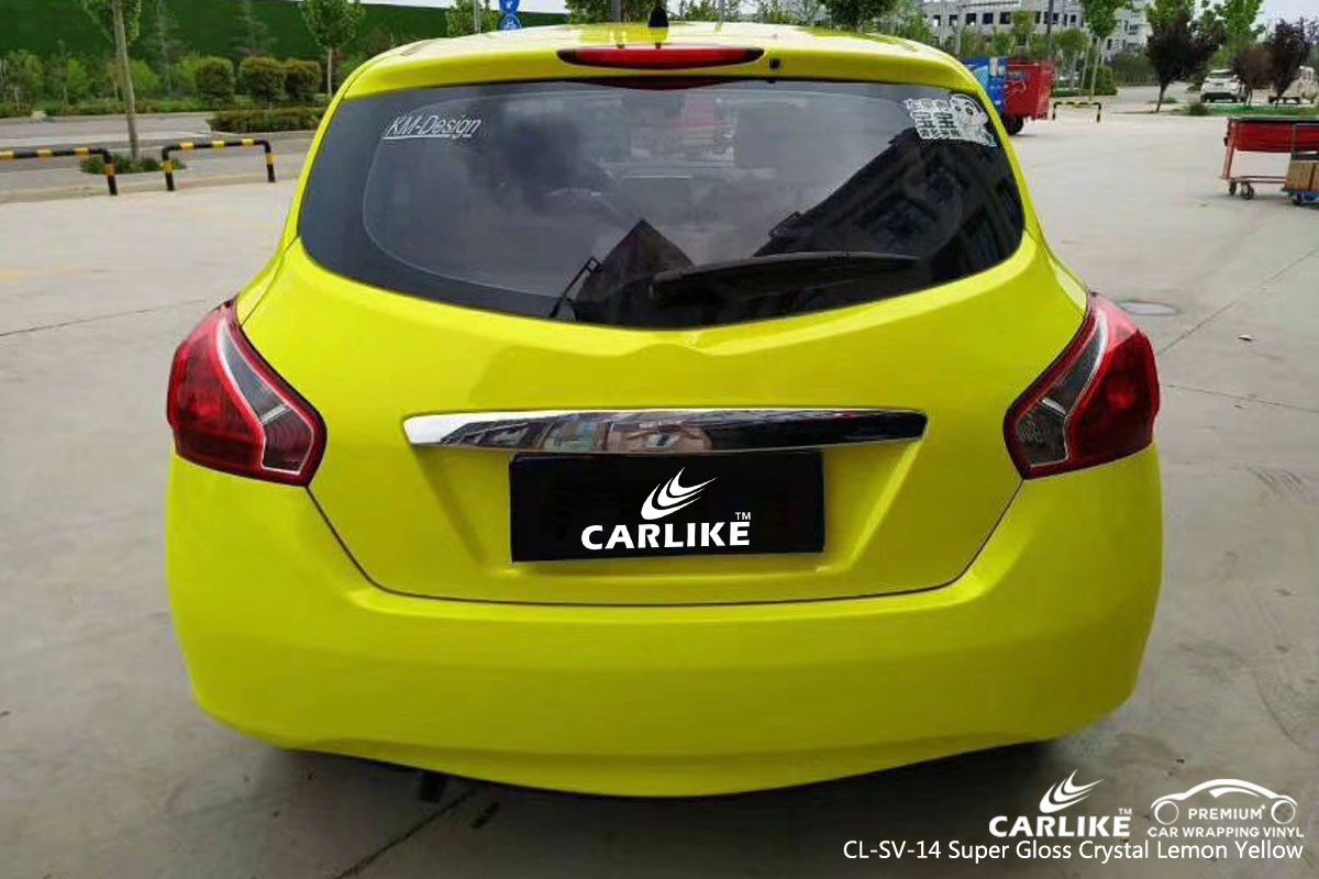 CARLIKE CL-SV-14 super gloss crystal lemon yellow car wrap vinyl for Nissan