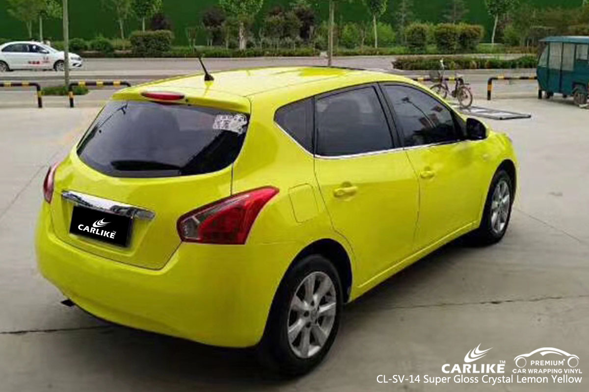 CARLIKE CL-SV-14 super gloss crystal lemon yellow car wrap vinyl for Nissan