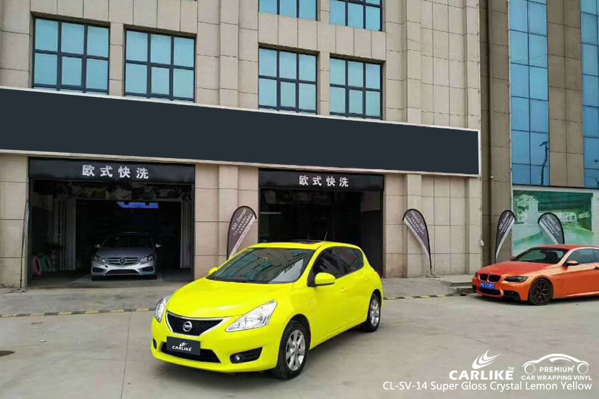 CARLIKE CL-SV-14 super gloss crystal lemon yellow car wrap vinyl for Nissan