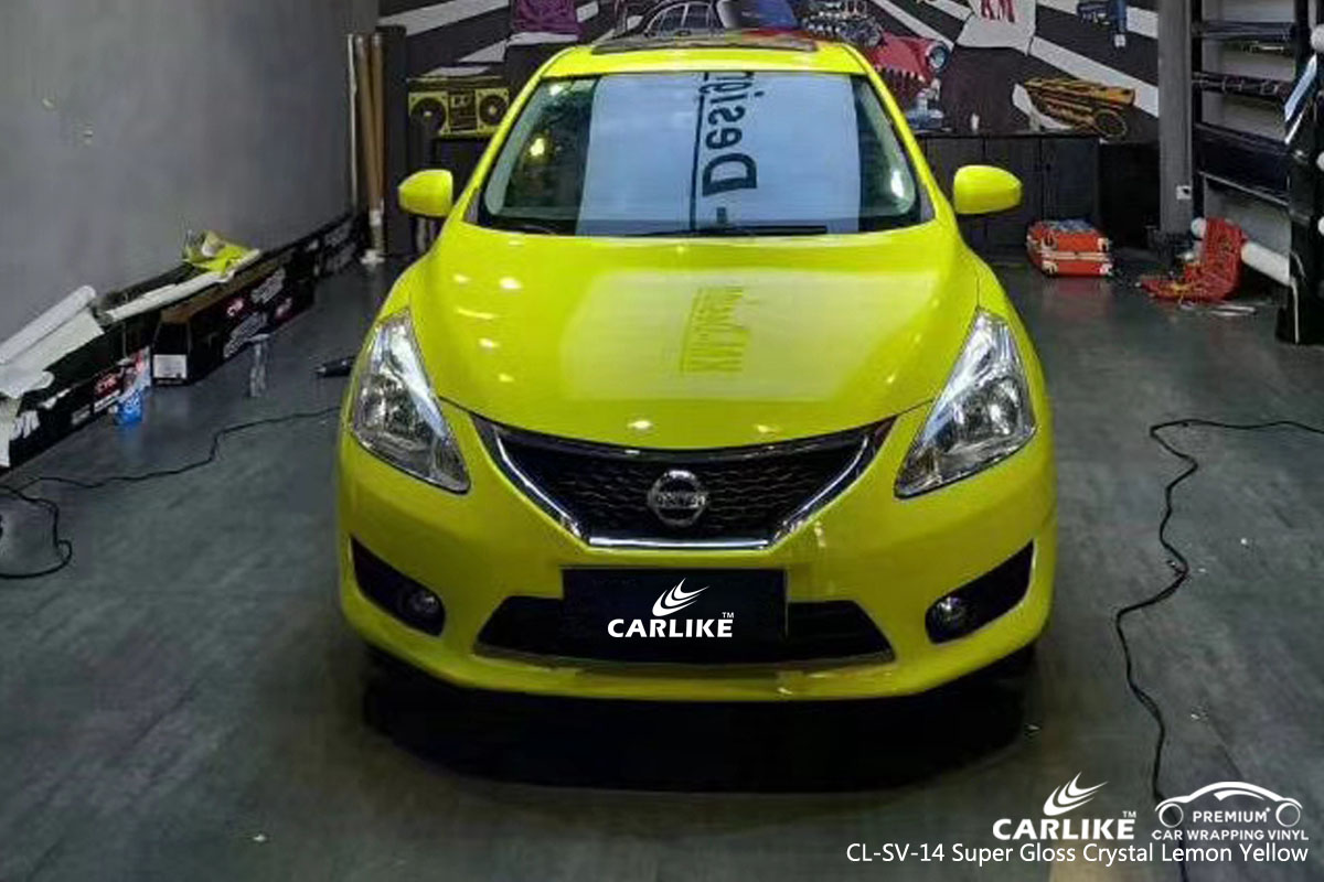 CARLIKE CL-SV-14 super gloss crystal lemon yellow car wrap vinyl for Nissan