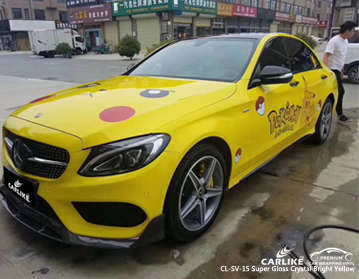 CL-SV-15 super gloss crystal bright yellow auto vinyl wrap wholesale price for Mercedes-Benz