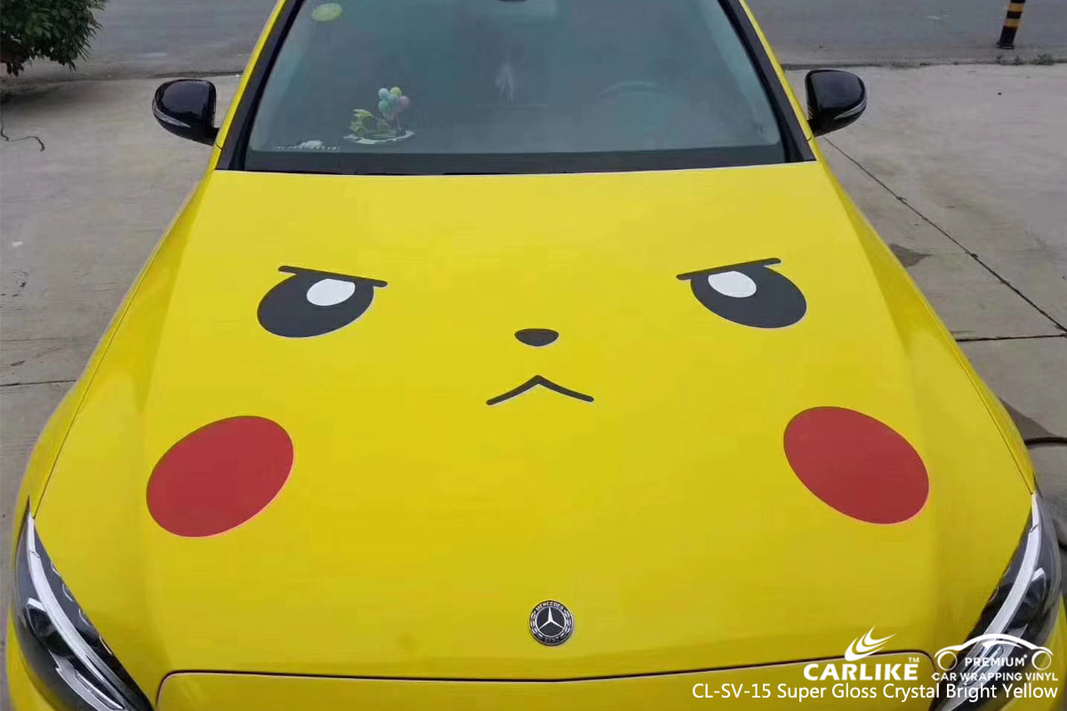 CARLIKE CL-SV-15 super gloss crystal brught yellow car wrap vinyl for Mercedes-Benz