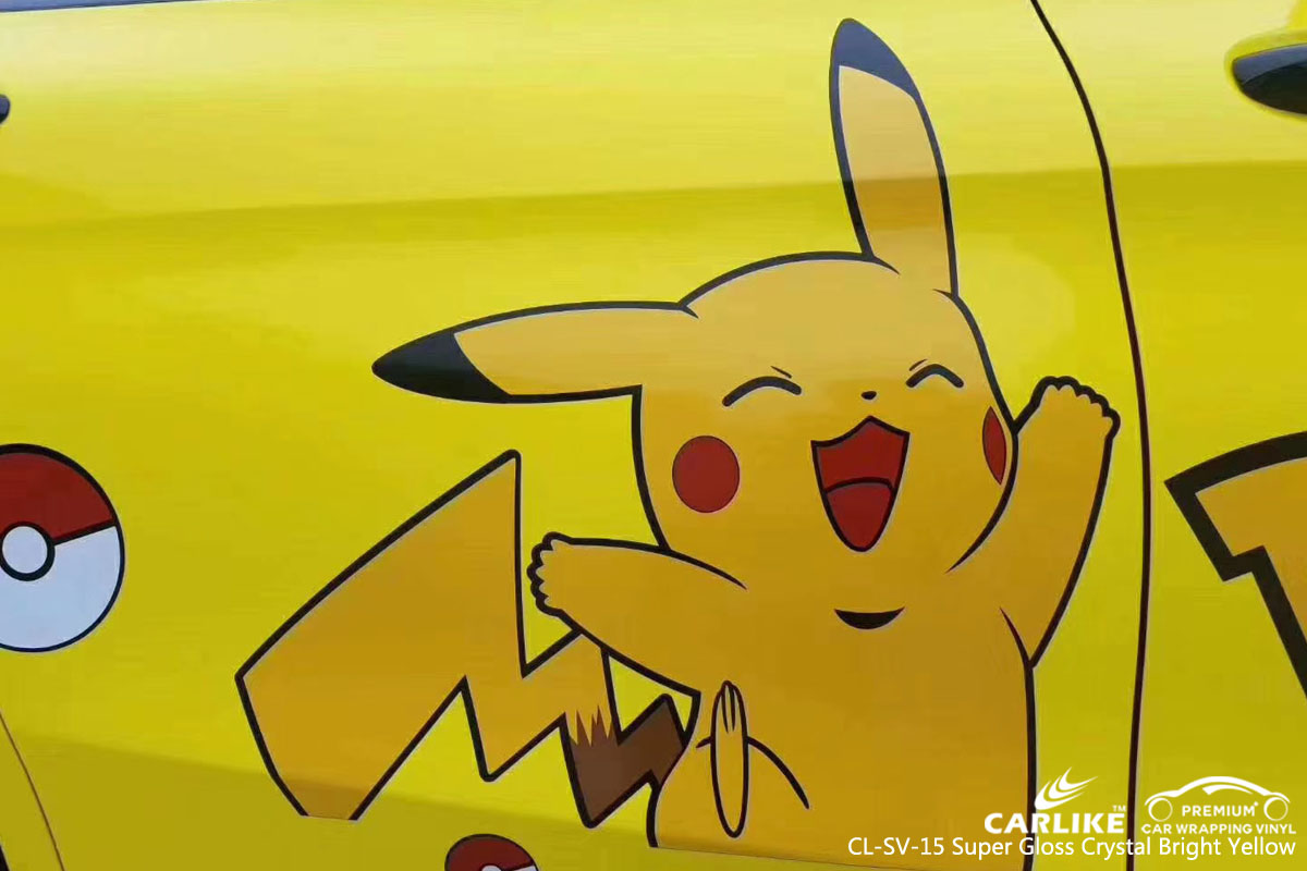 CARLIKE CL-SV-15 super gloss crystal brught yellow car wrap vinyl for Mercedes-Benz