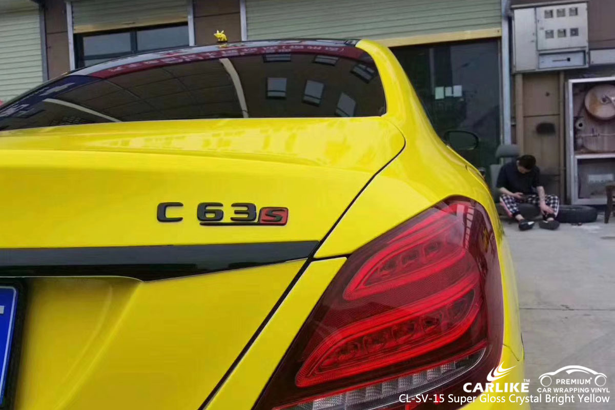 CARLIKE CL-SV-15 super gloss crystal brught yellow car wrap vinyl for Mercedes-Benz