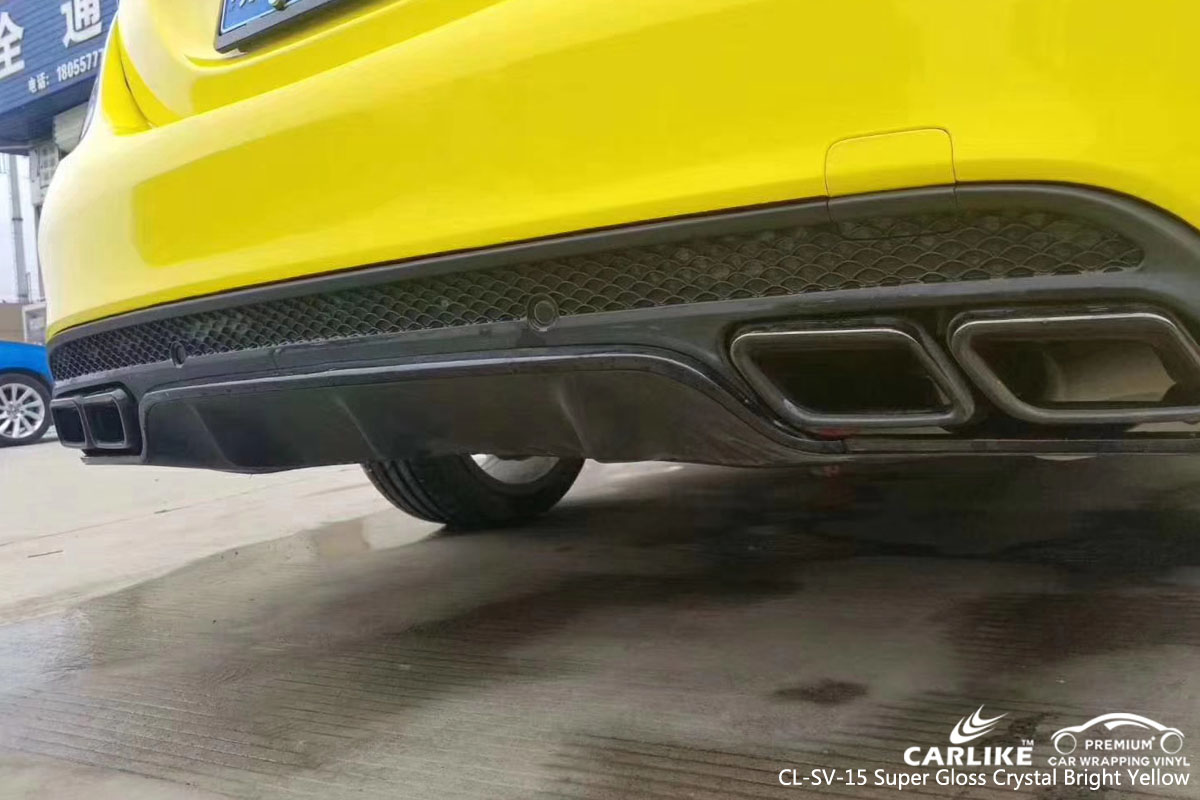 CARLIKE CL-SV-15 super gloss crystal brught yellow car wrap vinyl for Mercedes-Benz