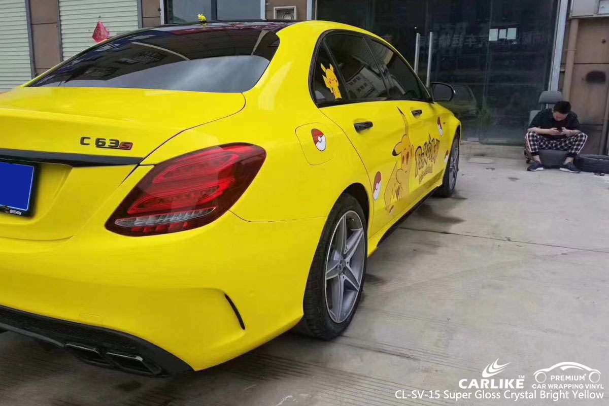 CARLIKE CL-SV-15 super gloss crystal brught yellow car wrap vinyl for Mercedes-Benz