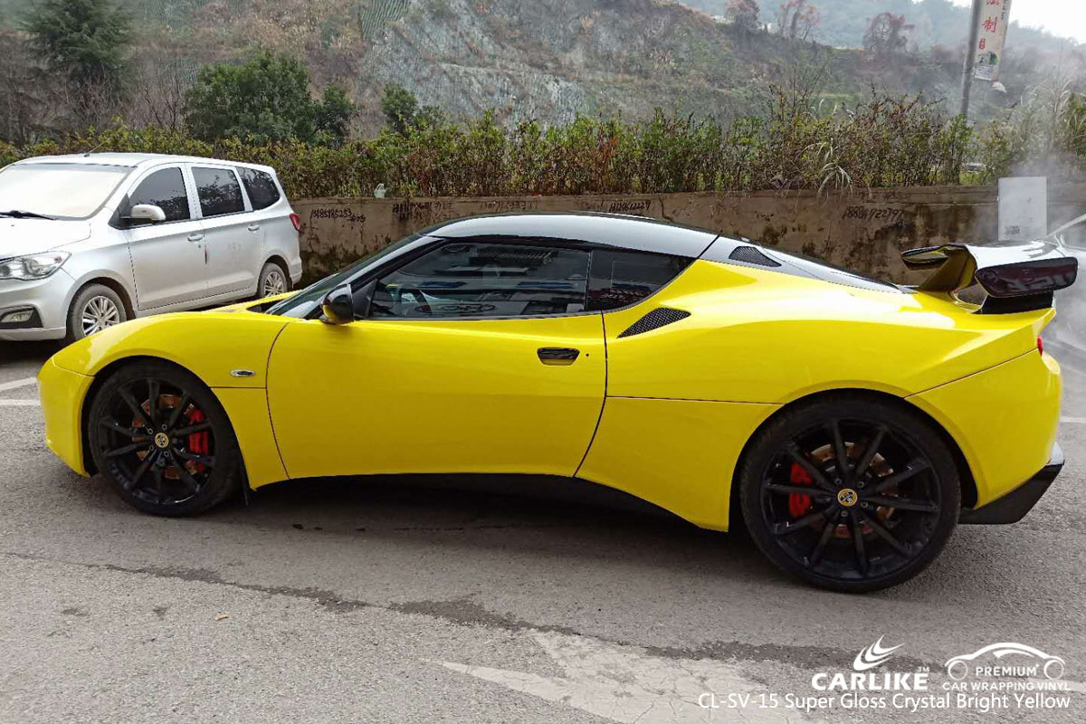 CARLIKE CL-SV-15 super gloss crystal bright yellow car wrapping vinyl 