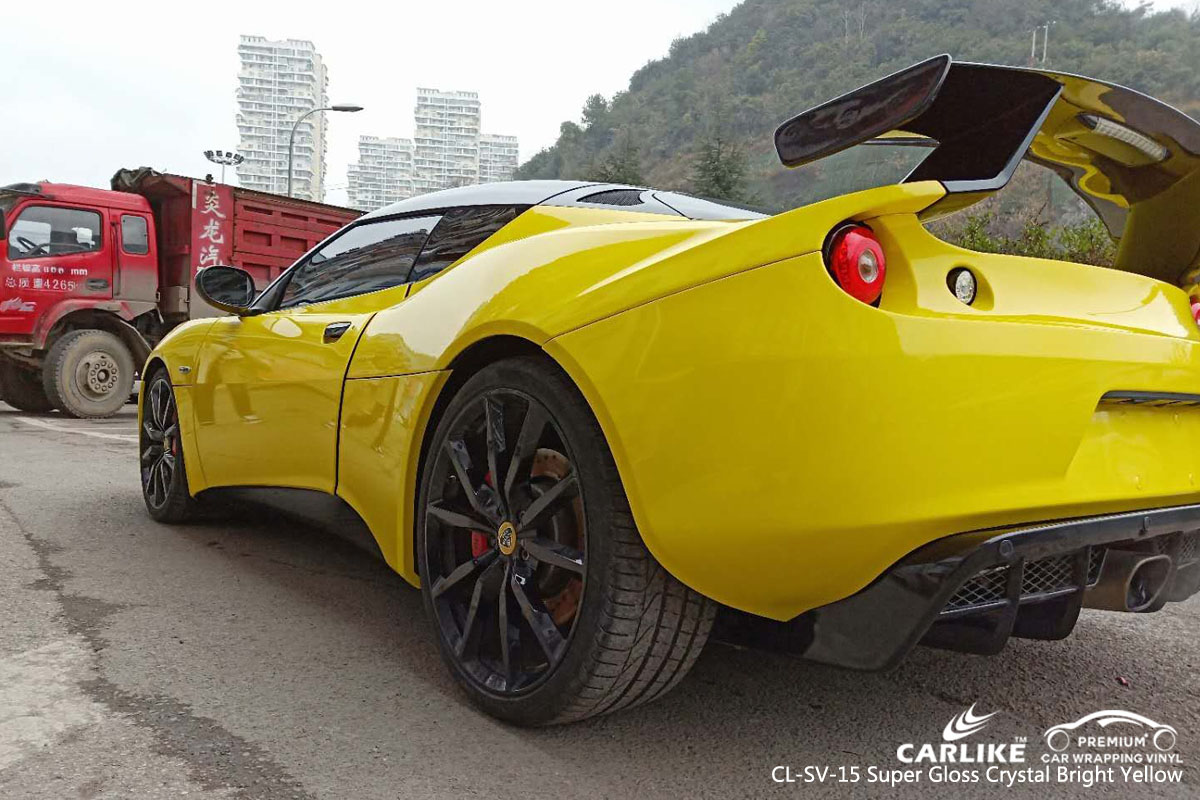 CARLIKE CL-SV-15 super gloss crystal bright yellow car wrapping vinyl 