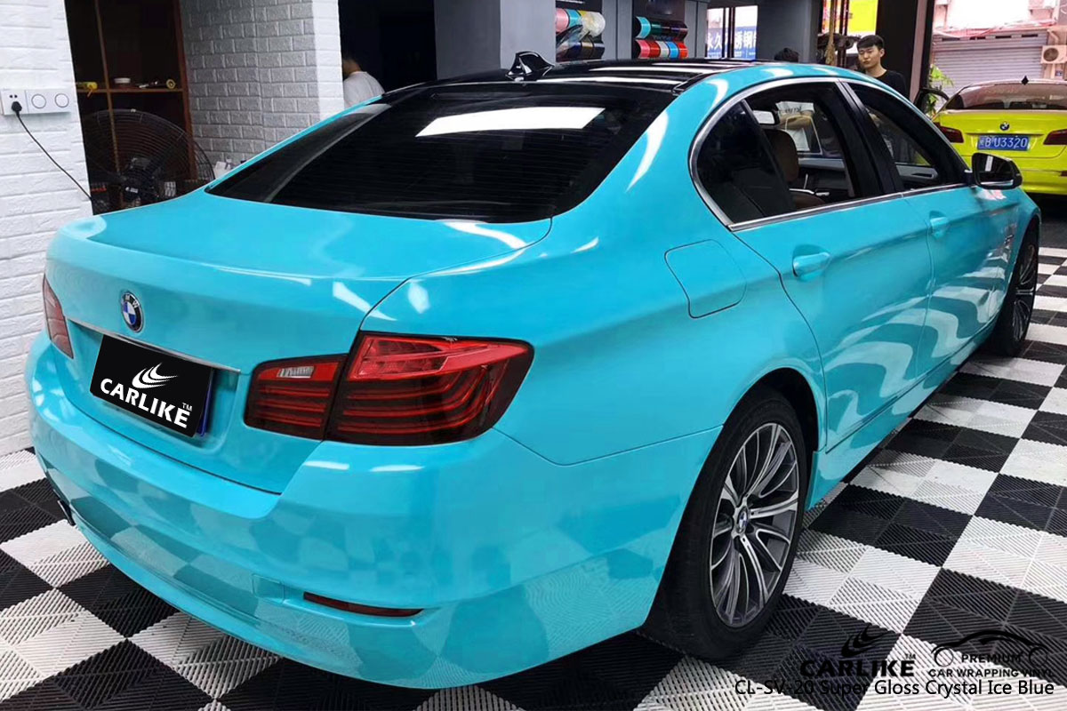 CARLIKE CL-SV-20 super gloss crystal ice blue car wrap vinyl for BMW