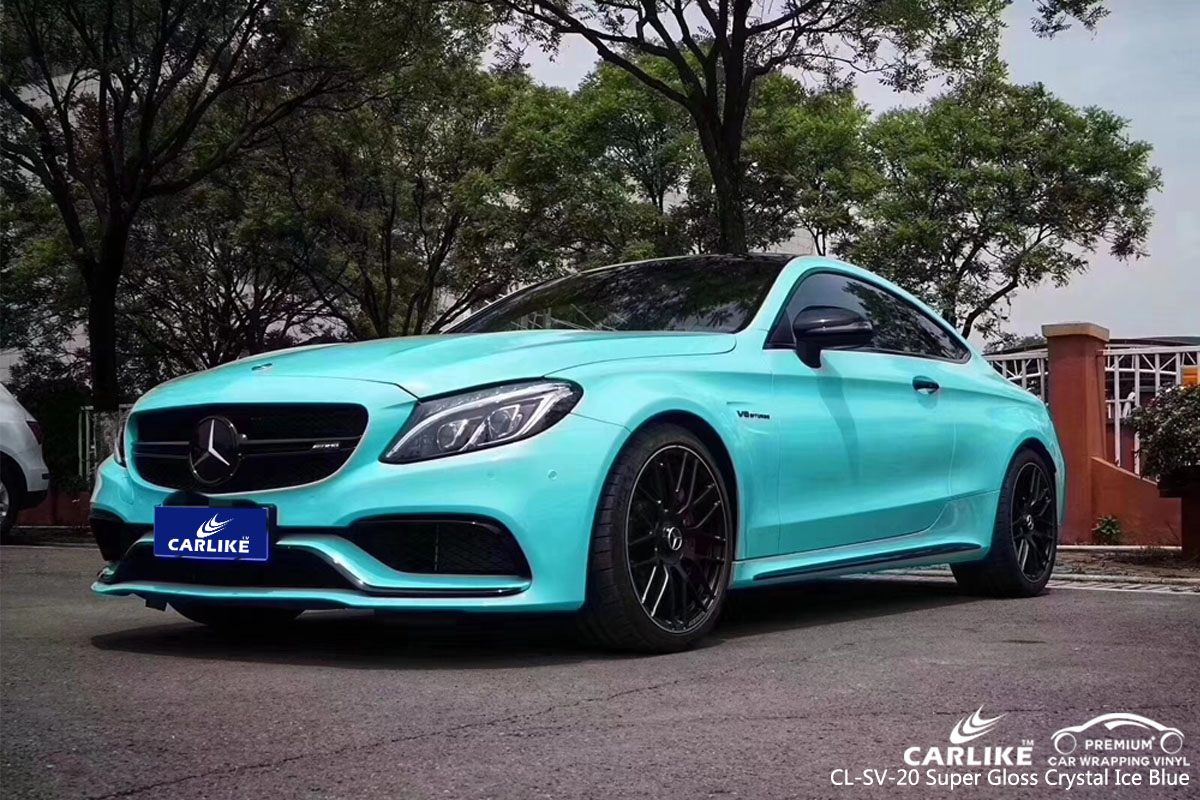 CARLIKE CL-SV-20 super gloss crystal ice blue car wrap vinyl for Mercedes-Benz