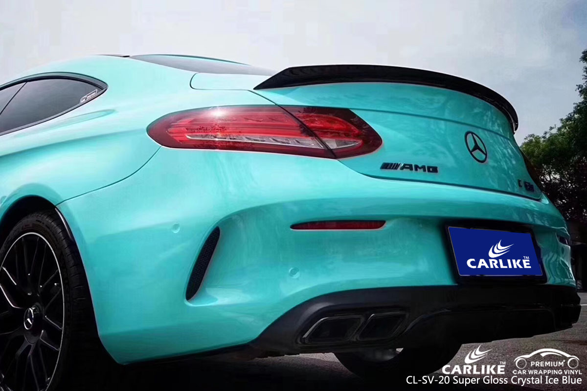 CARLIKE CL-SV-20 super gloss crystal ice blue car wrap vinyl for Mercedes-Benz