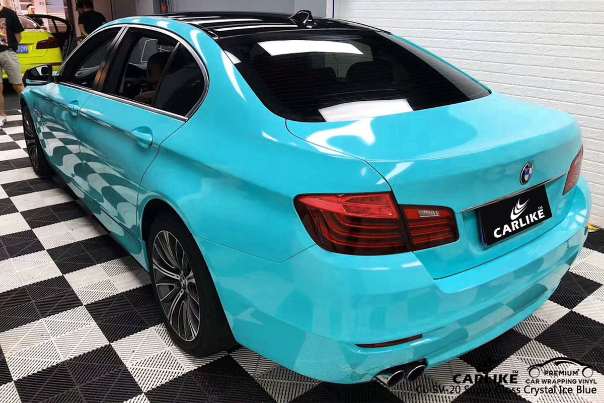 CARLIKE CL-SV-20 super gloss crystal ice blue car wrap vinyl for BMW