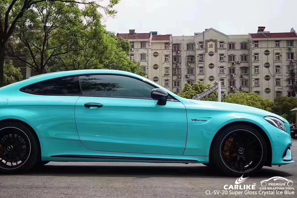 CARLIKE CL-SV-20 super gloss crystal ice blue car wrap vinyl for Mercedes-Benz