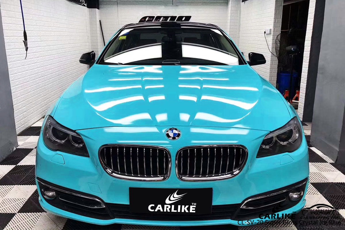 CARLIKE CL-SV-20 super gloss crystal ice blue car wrap vinyl for BMW