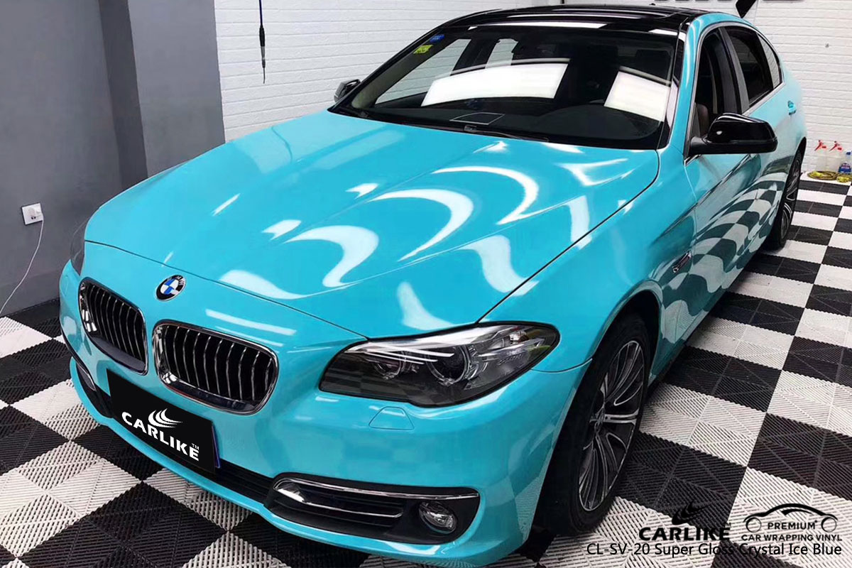 CARLIKE CL-SV-20 super gloss crystal ice blue car wrap vinyl for BMW