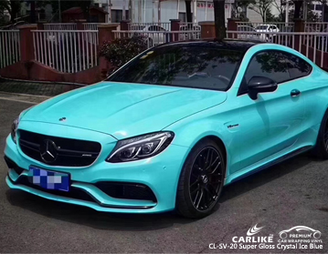 CARLIKE CL-SV-20 Mercedes-Benz için süper parlak kristal buz mavisi araba sarma vinil