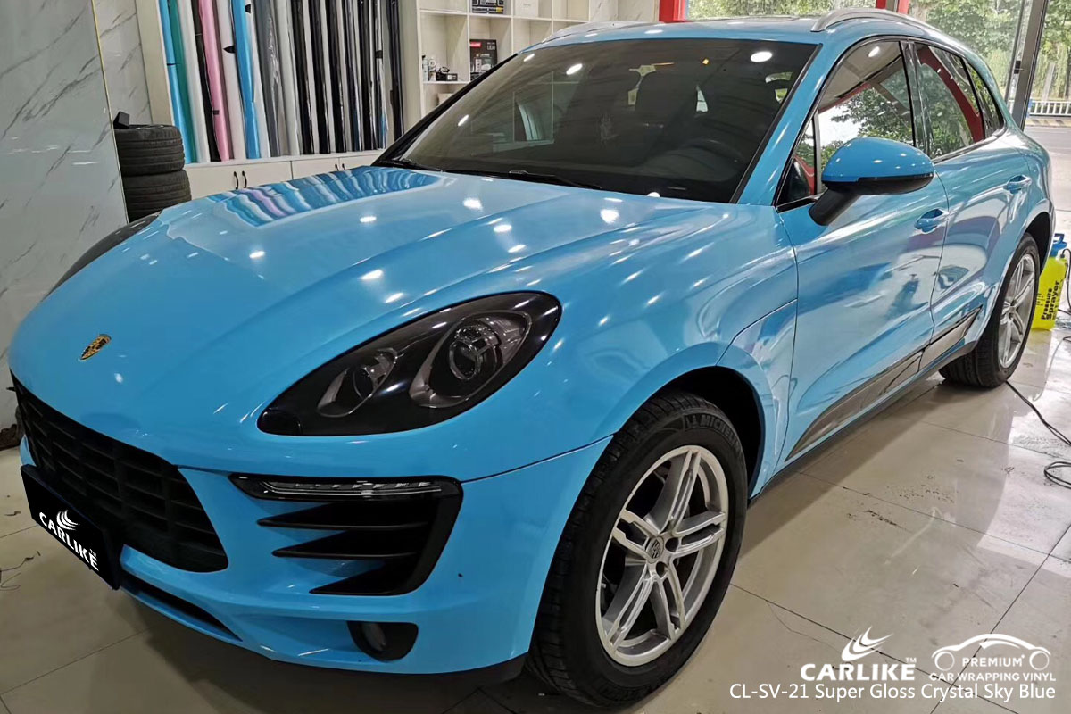 CARLIKE CL-SV-21 super gloss crystal sky blue car wrap vinyl for Mercedes-Benz