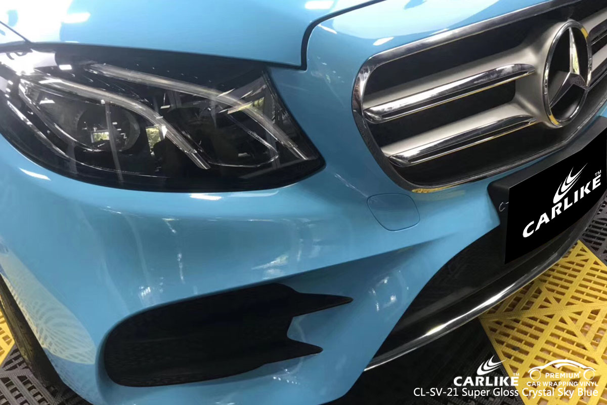 CARLIKE CL-SV-21 super gloss crystal sky blue car wrap vinyl for Mercedes-Benz