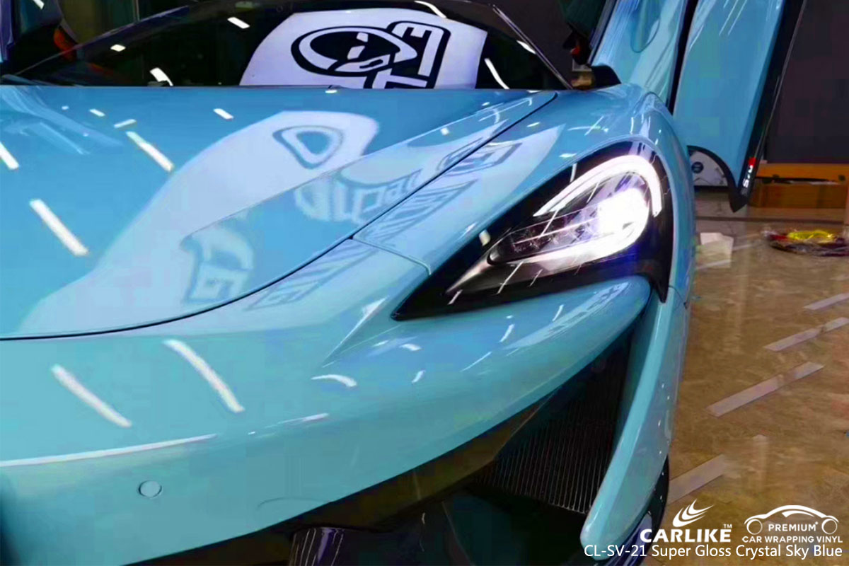 CARLIKE CL-SV-21 super gloss crystal sky blue car wrapping vinyl