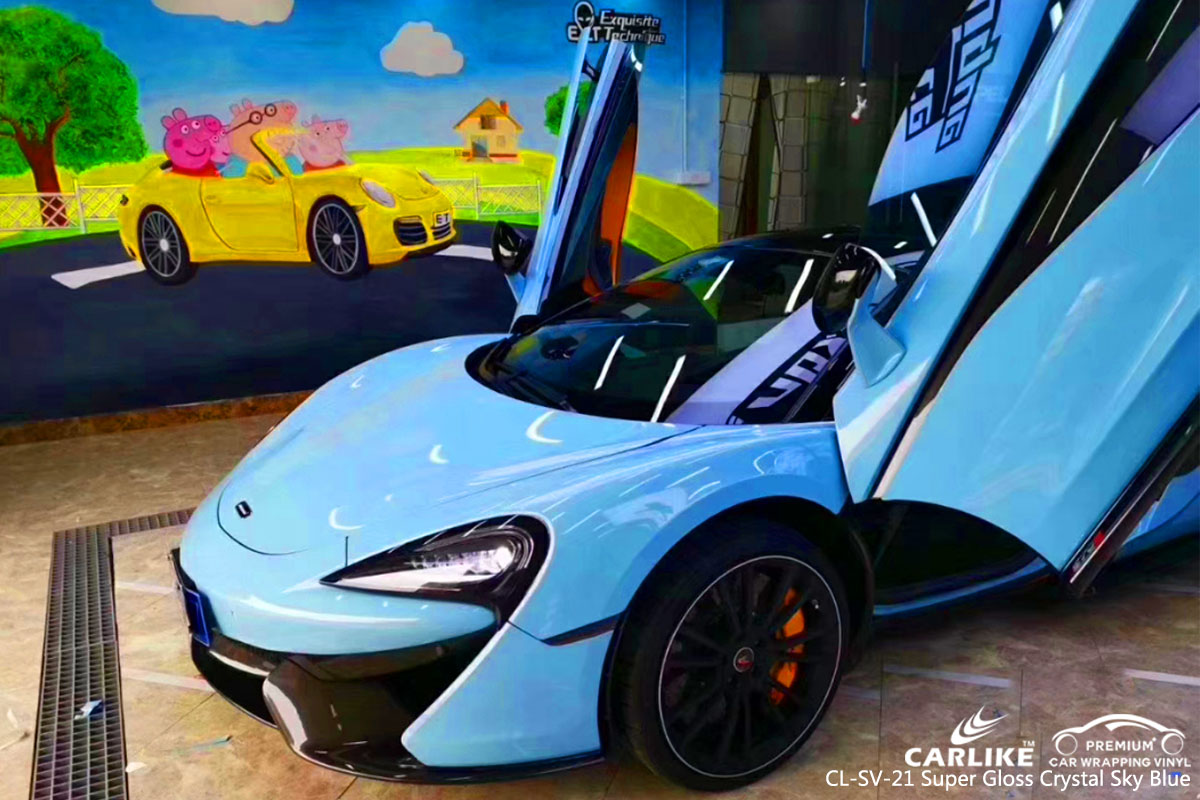 CARLIKE CL-SV-21 super gloss crystal sky blue car wrapping vinyl