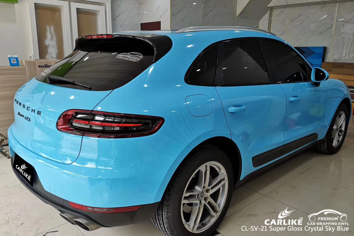 CARLIKE CL-SV-21 super gloss crystal sky blue car wrap vinyl for Mercedes-Benz
