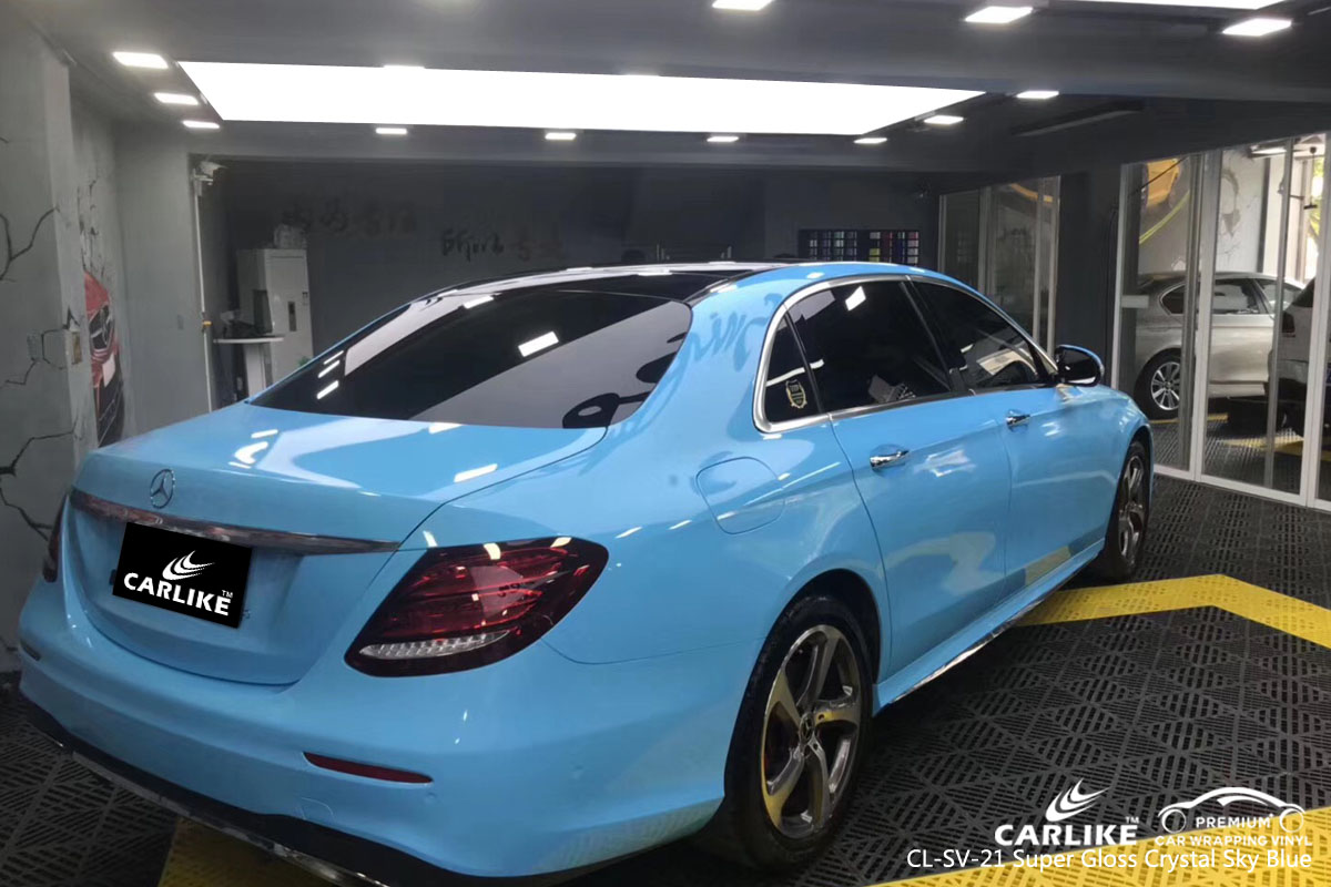 CARLIKE CL-SV-21 super gloss crystal sky blue car wrap vinyl for Mercedes-Benz