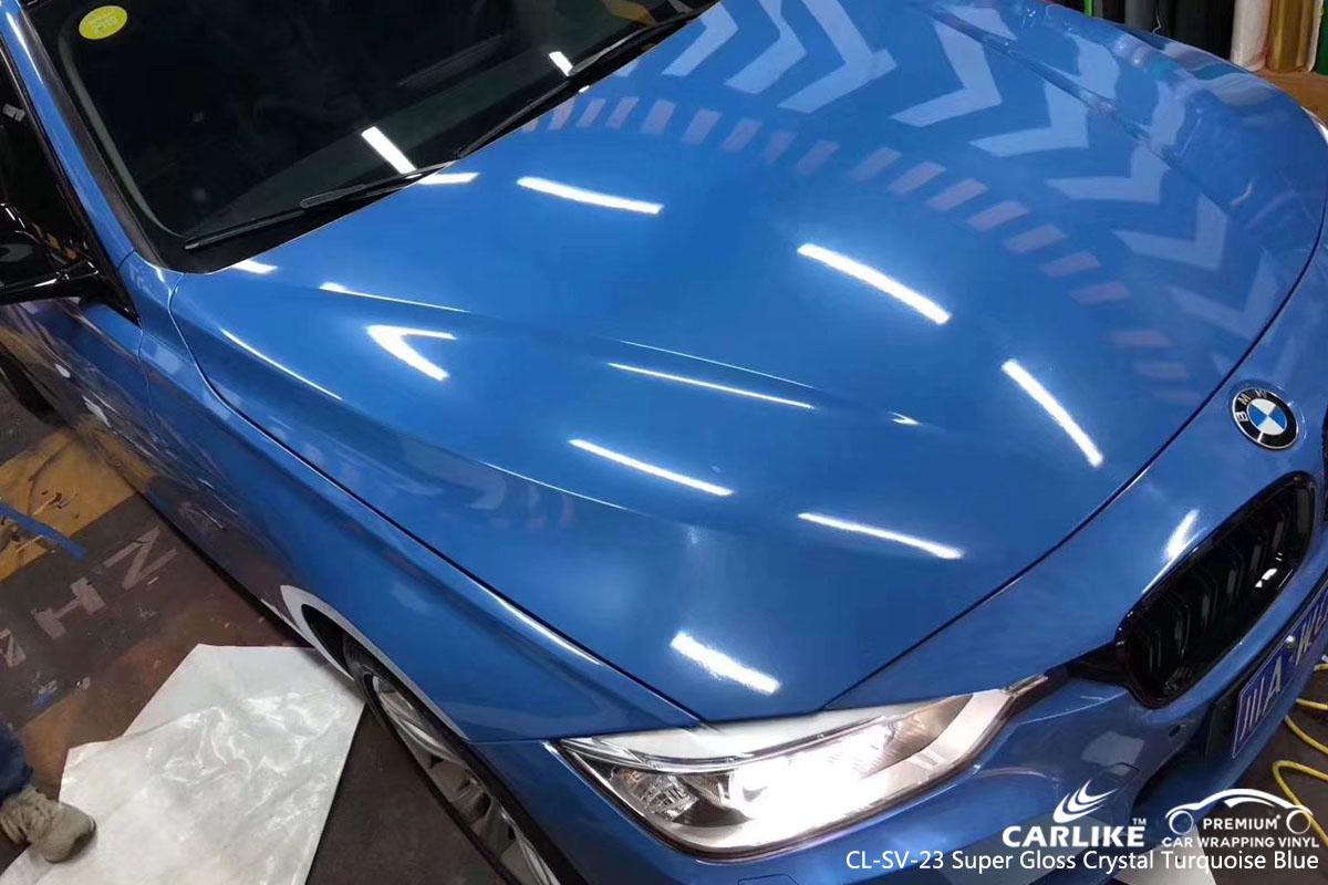 CARLIKE CL-SV-23 super gloss crystal turquoise blue car wrap vinyl for BMW