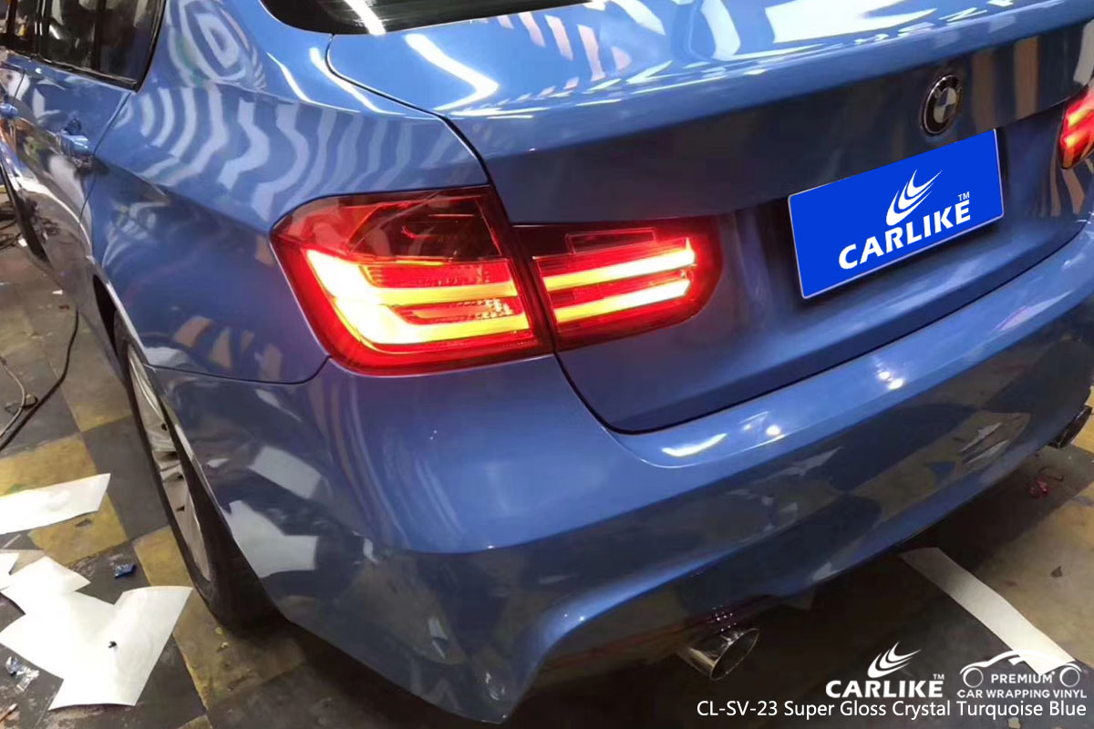 CARLIKE CL-SV-23 super gloss crystal turquoise blue car wrap vinyl for BMW