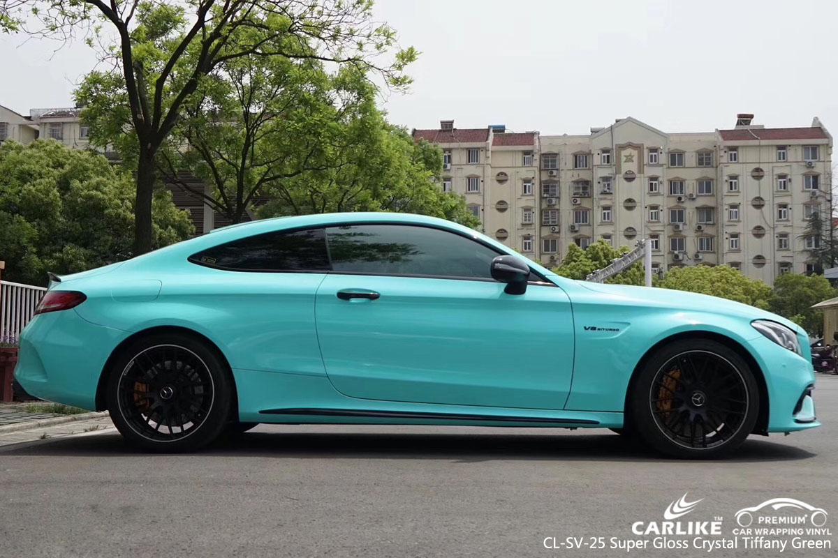 CARLIKE CL-SV-25 super gloss crystal tiffany green car wrap vinyl for Mercedes-Benz