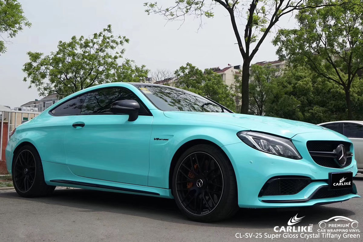 CARLIKE CL-SV-25 super gloss crystal tiffany green car wrap vinyl for Mercedes-Benz