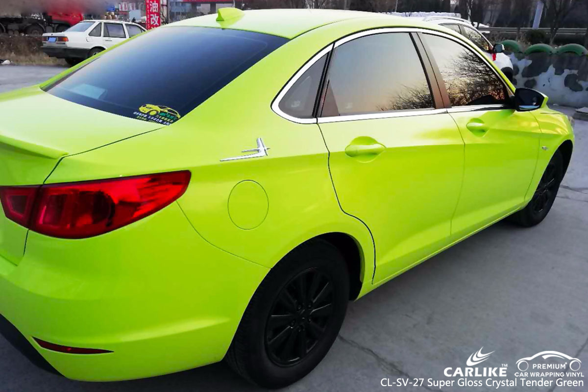 CARLIKE CL-SV-27 super gloss crystal tender green car wrap vinyl for Baic