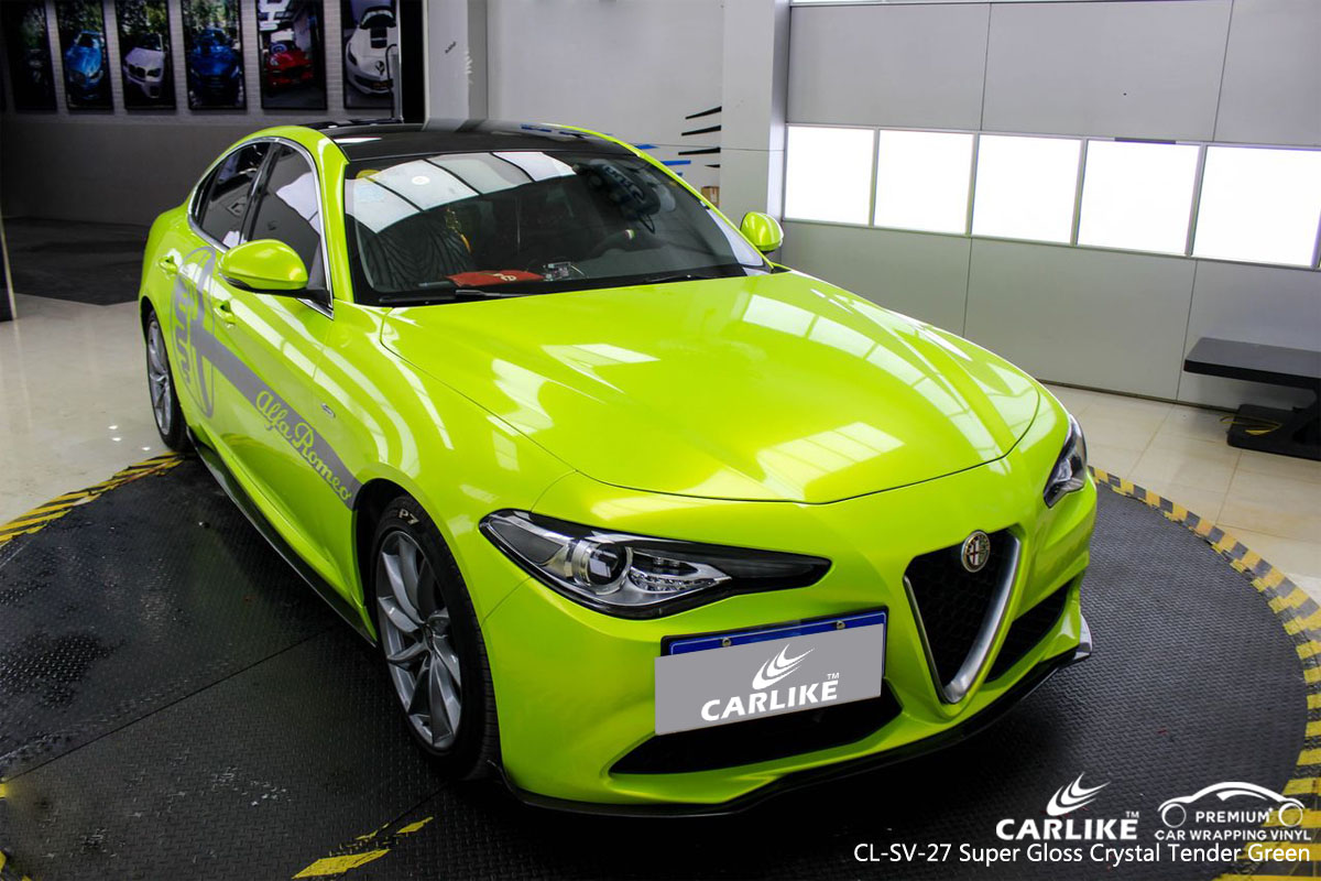 CARLIKE CL-SV-27 super gloss crystal tender green car wrap vinyl for Alfa Romeo