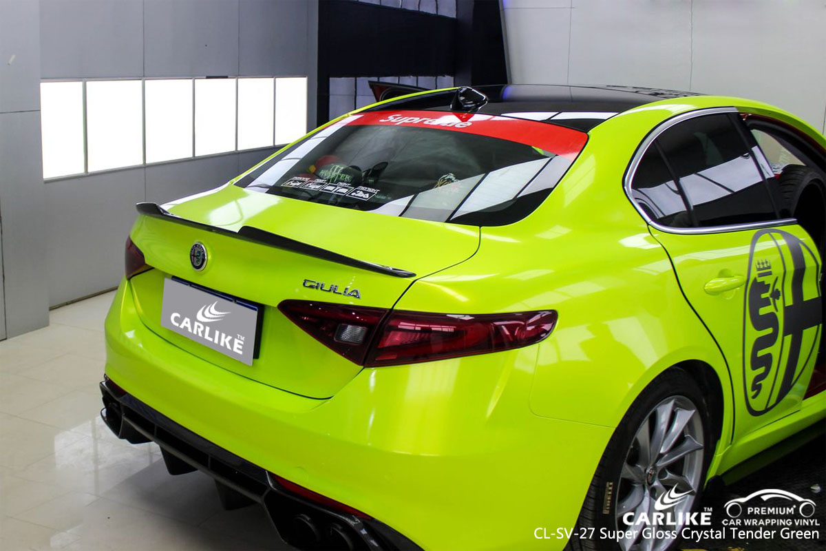 CARLIKE CL-SV-27 super gloss crystal tender green car wrap vinyl for Alfa Romeo