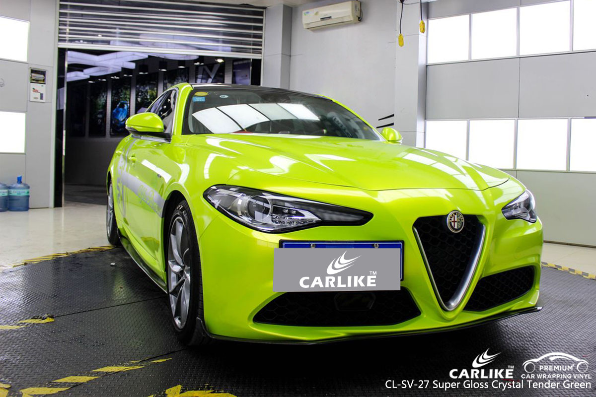 CARLIKE CL-SV-27 super gloss crystal tender green car wrap vinyl for Alfa Romeo