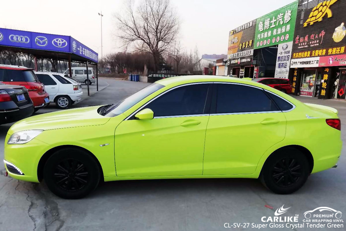 CARLIKE CL-SV-27 super gloss crystal tender green car wrap vinyl for Baic