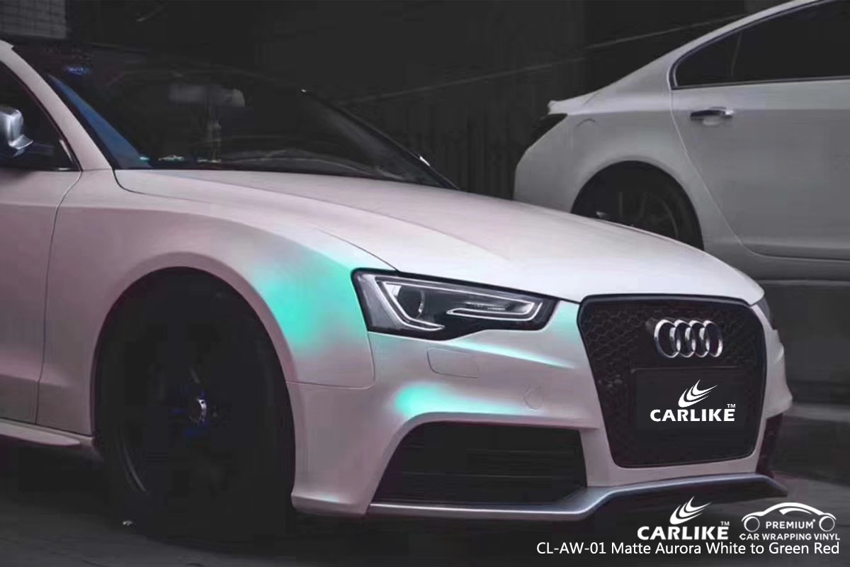 CARLIKE CL-AW-01 matte aurora white to green red car wrap vinyl for Audi