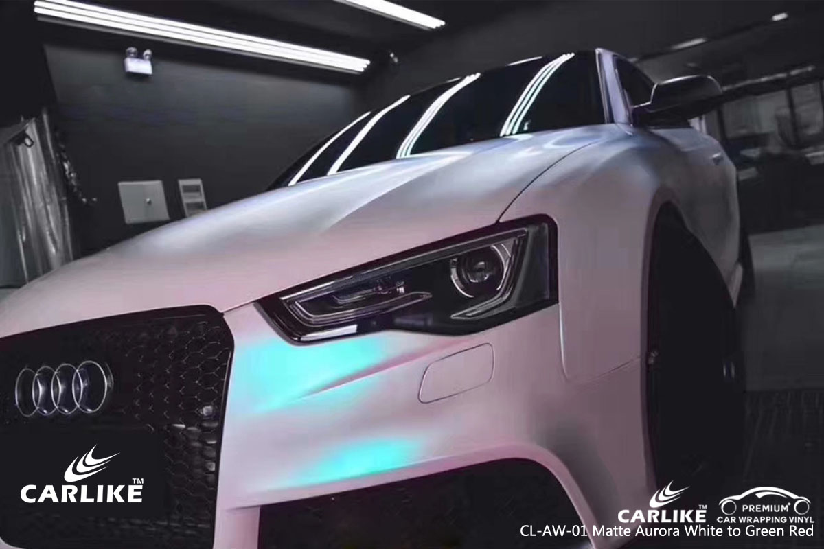 CARLIKE CL-AW-01 matte aurora white to green red car wrap vinyl for Audi