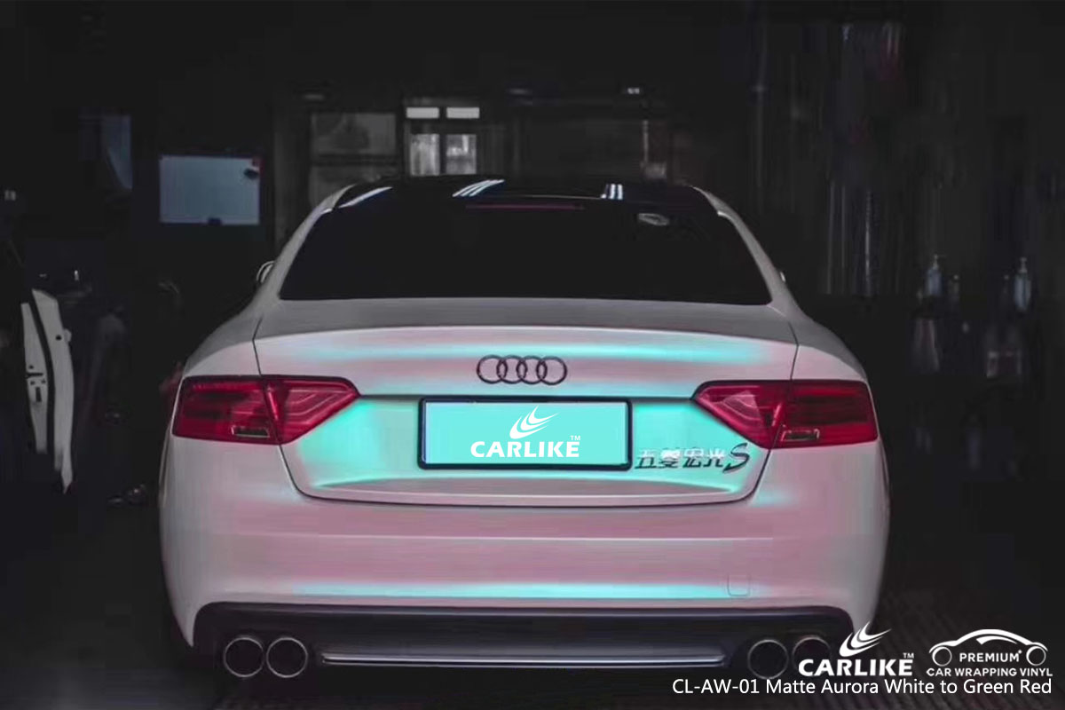 CARLIKE CL-AW-01 matte aurora white to green red car wrap vinyl for Audi