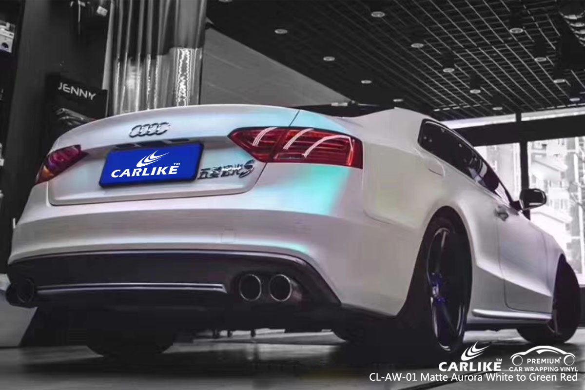 CARLIKE CL-AW-01 matte aurora white to green red car wrap vinyl for Audi