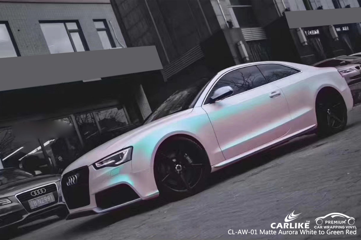 CARLIKE CL-AW-01 matte aurora white to green red car wrap vinyl for Audi