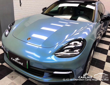 CL-CC-01 chameleon candy magic grey blue vinyl vehicle wrapping cost for Porsche