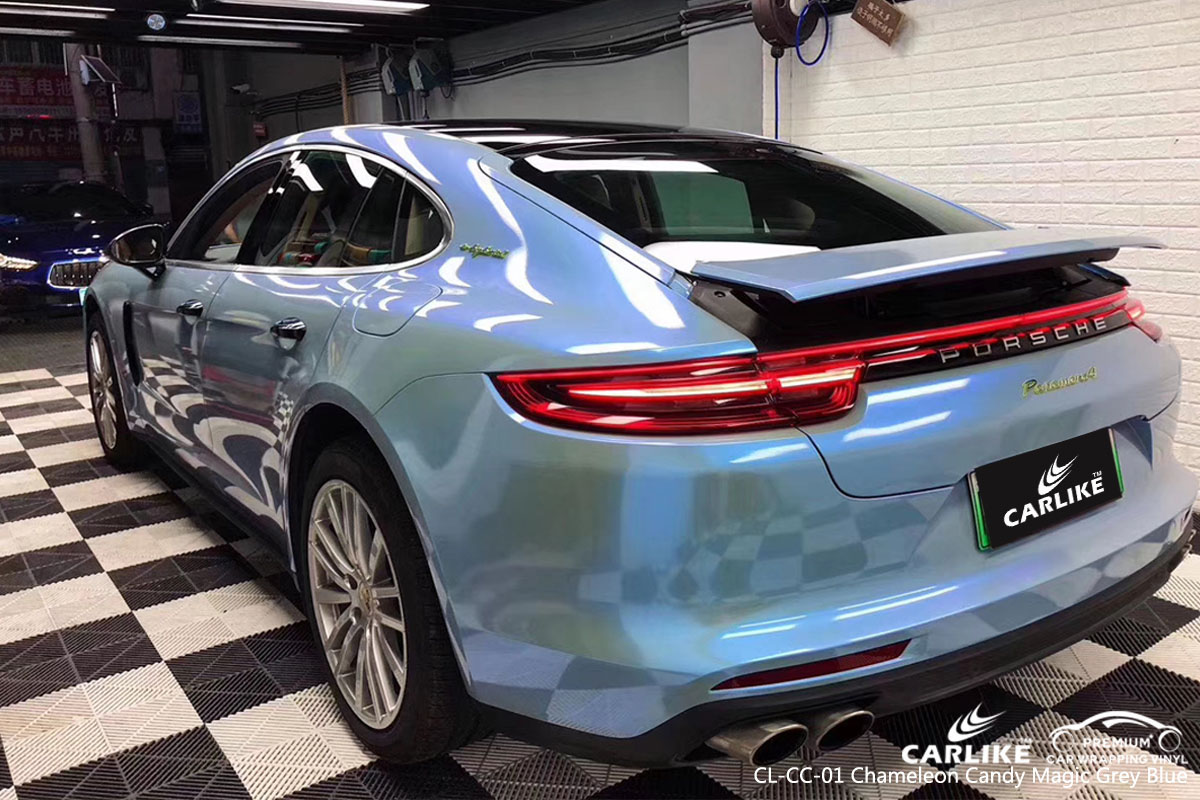 CARLIKE CL-CC-01 chameleon candy magic grey blue car wrap vinyl for Porsche