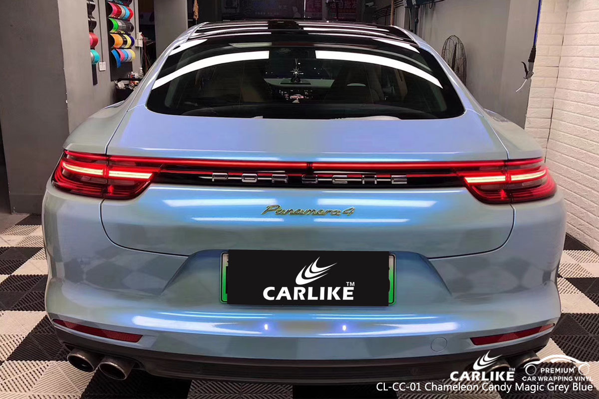 CARLIKE CL-CC-01 chameleon candy magic grey blue car wrap vinyl for Porsche