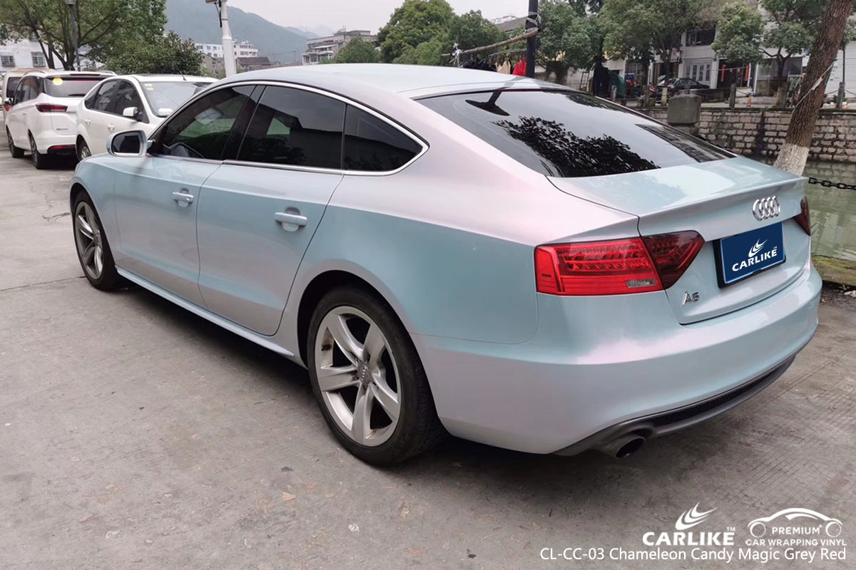 CARLIKE CL-CC-03 chameleon candy magic grey red car wrap vinyl for Audi