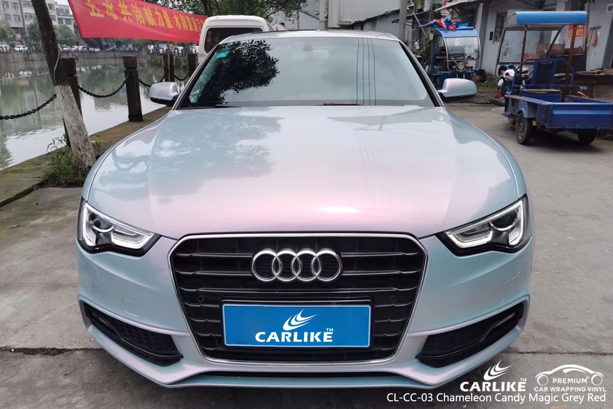 CARLIKE CL-CC-03 chameleon candy magic grey red car wrap vinyl for Audi