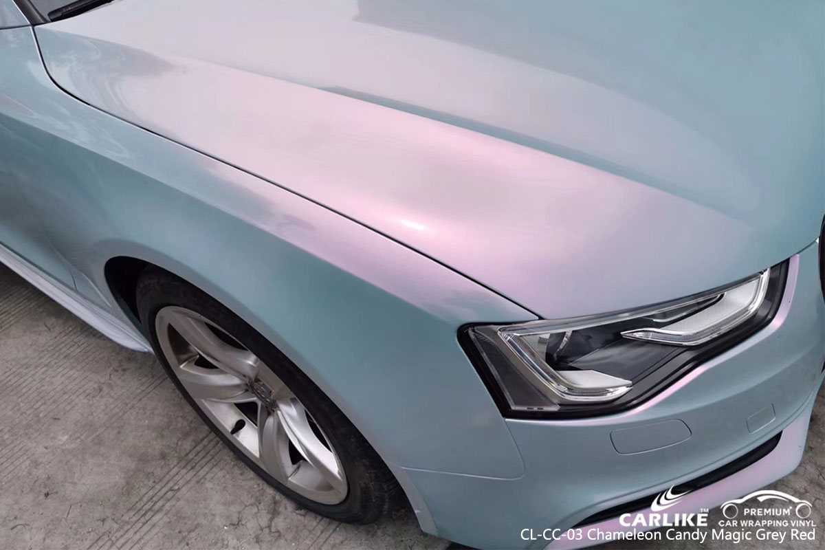 CARLIKE CL-CC-03 chameleon candy magic grey red car wrap vinyl for Audi