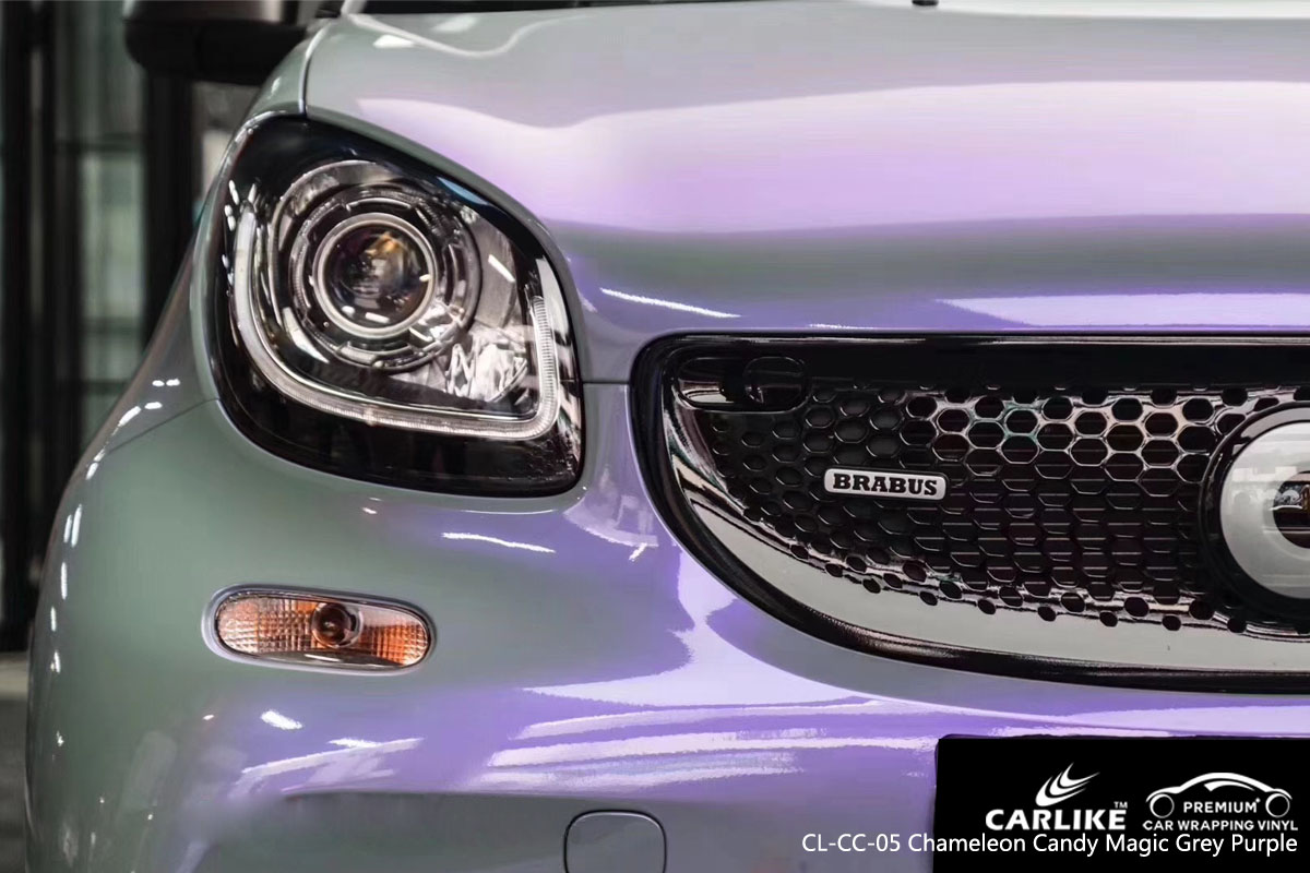 CARLIKE CL-CC-05 chameleon candy magic grey purple car wrap vinyl for Smart