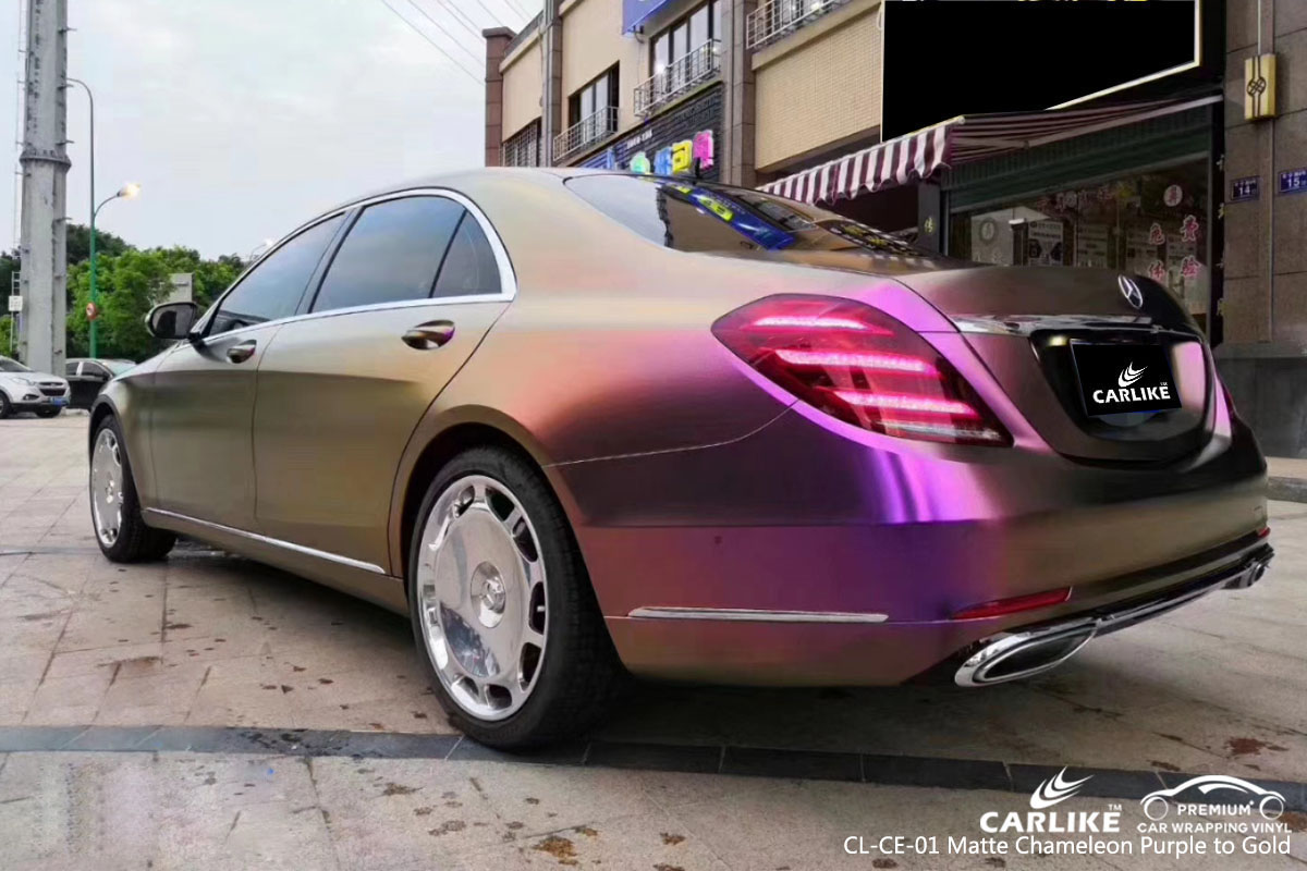 CARLIKE CL-CE-01 matte chameleon purple to gold car wrap vinyl for Mercedes-Benz